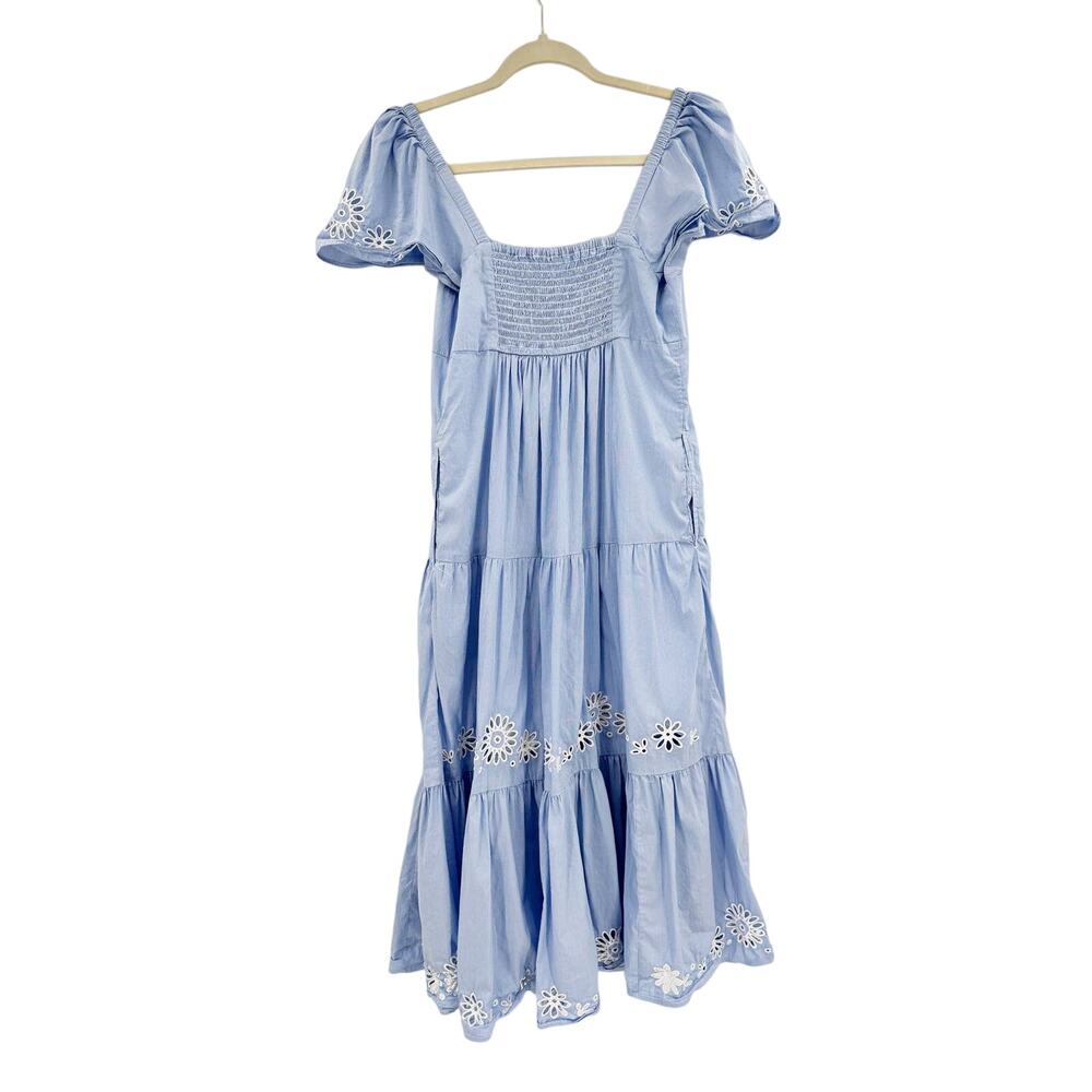 Draper James Baby Blue Embroidered Emily Midi Dress Size 4 - Picture 3 of 6
